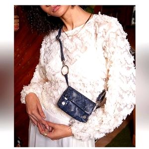 Hammitt VIP Mini French Navy Snake Print Convertible Clutch